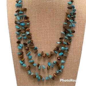 Turquoise and bronze wire necklace.  NWOT